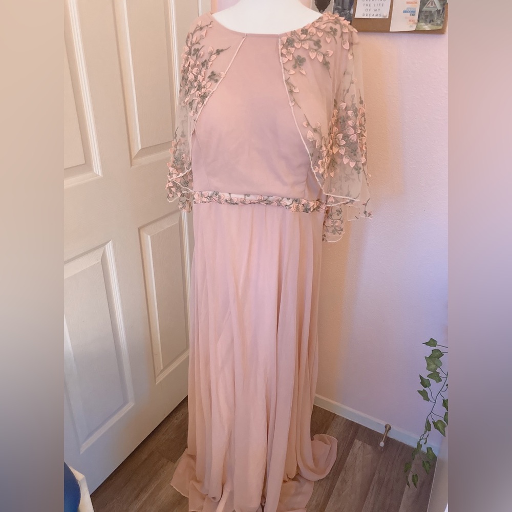 Size 3X- Shein Plus Curve Pink mesh floral dress